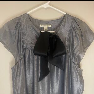 Banana Republic Shimmering Silver Top with Black Accent